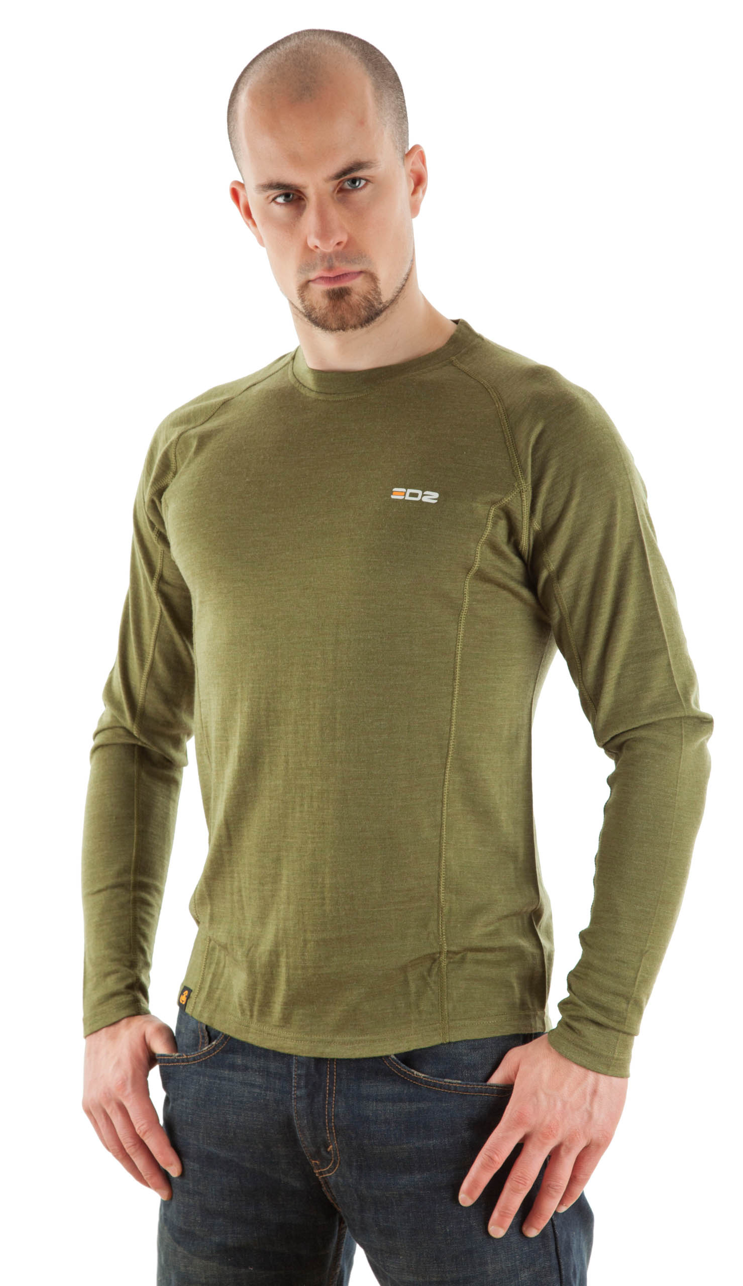 EDZ 200 Merino Wool Base Layer Long Sleeve Crew Mens Olive Green eBay